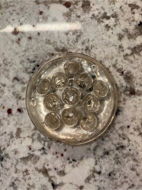 Vintage Clear Glass Flower Frog 9-Hole 3” Floral Arranger
